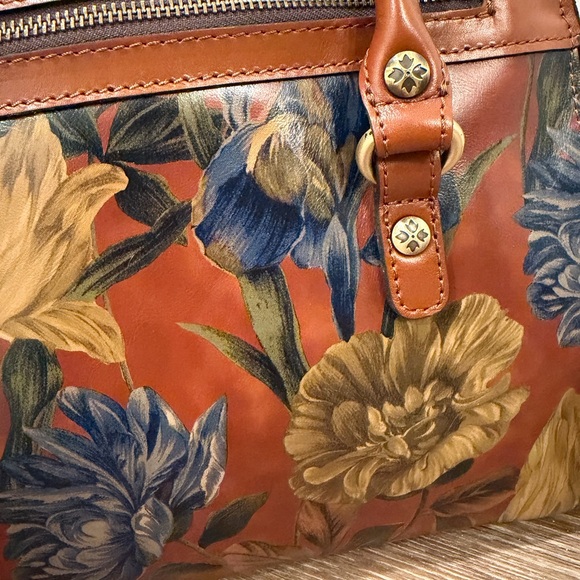 Patricia Nash Leather Calvi Handbag Purse floral blue brown NWT - Picture 4 of 10
